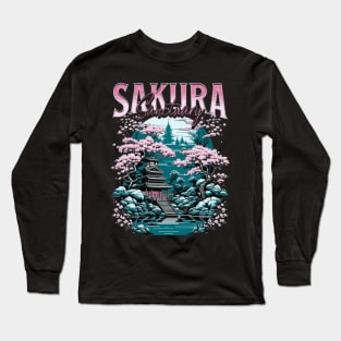 Discover the magic of the Japanese sanctuary with its 🌸 Sakura tree in full bloom! A paradise of tranquility and beauty. 🏯🌸 Long Sleeve T-Shirt